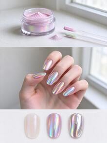 Nail Powder | Glazed Donut Mirror Effect Holographic Pigment | Professional-Grade Nail Art & Resin Craft Powder Light-Changing - Hot Pink - View 8