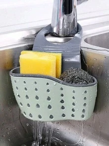 1pc Sink Hanging Drain Basket With Silicone Storage Box, Adjustable Shoulder Strap Drain Rack, Sponge Holder, Faucet Hanging Basket, Kitchen Storage Bag, Perfect For Storing Sponges And Rags In The Kitchen - Multicolor - View 2