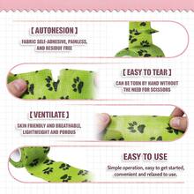 1/10 Pack Paw Print Self Adhesive Cohesive Wrap, 2in X 4.5m (5cm X 4.5m) Non-Woven Tape, Multi Colors Optional / Random Colors, For Ankle Knee Wrist - Blue - View 4