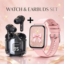 ZhiKexing Sports Smart Watch + Wireless Earbuds Combo Set, 1.83-Inch HD Display, Supports Wireless Calling, Music Playback, Message Notifications, Smart Watch With Calculator, Alarm And Other Multi-Function Sports Watch, Compatible With Android And IOS Systems, Fashionable And Modern Design, Ideal Gift For Men, Women, Lovers Or Parents. - View 1