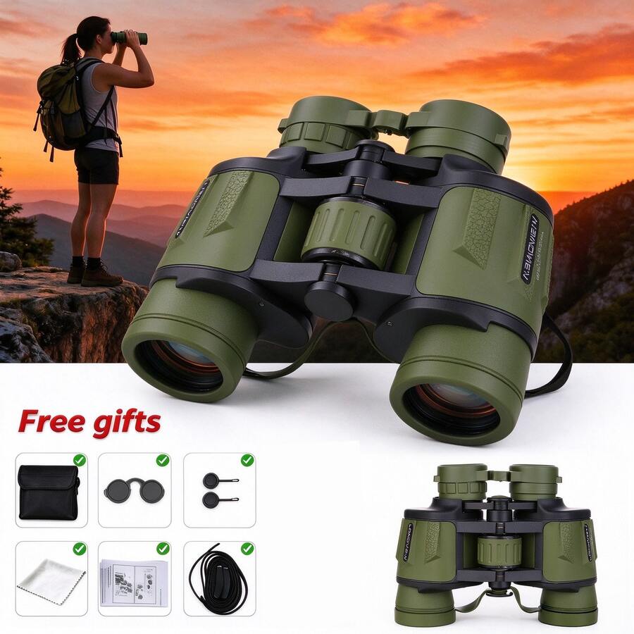1pc 80X40mm High Definition Powerful Binoculars, Professional BAK4 Prism FMC Lens Binoculars, Portable Waterproof For Bird Watching, Hunting, Concert, Camping, Outdoor Travel - Multicolor - View 1