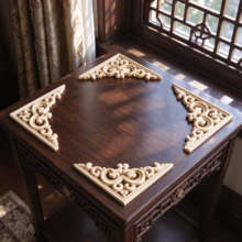 4pcs Solid Wood Carved Corner Flowers, Woodworking Supplies, Home Decorations, Suitable For Cabinets, Doors And Windows, Furniture, Background Walls, Entrances, Offices And Other Decorations, Holiday Decorations, DIY Decorations. - Multicolor - View 7