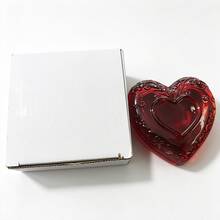 Vintage Embossed Heart-Shaped Glass Jewelry Box, Decorative Small Accessory Storage Organizer, Vintage Burgundy Glass Jewelry Display Piece, Suitable For Vanity, Bedroom, Women's Gift - A - View 8