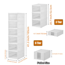 Lifevilion Shoes Cabinet Space-Saving Foldable Transparent Sneaker Shoe Storage Organizers Box Stackable Dustproof High-Top Shoe Rack Shelf - View 8