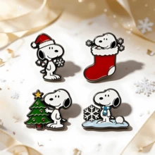 1pc Snoopy Hard Enamel Brooch Set, Polished Metal Edge, Holiday Christmas Theme Decorative Badge, Wearable Badge For Jackets, Backpacks And Hats, Unisex Accessory And Holiday Gift - Multicolor - View 5