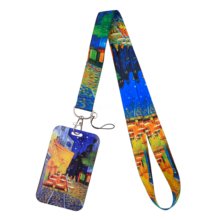 1 Piece Vintage Van Gogh Starry Night Cafe Art Lanyard And ID Badge Holder Set, Cute Aesthetic Card Holder For Student Teacher Worker - Multicolor - View 13