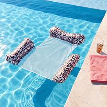 Leopard Print 3‑Tube Inflatable Water Hammock Pool Float, Adult Mesh Floating Lounge Chair, Thick PVC Portable Water Floater For Pool Beach Summer Relax - Multicolor - View 3