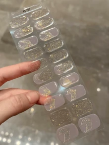 Christmas Semi Cured Gel Nail Strips, 20Pcs Long Lasting Salon Quality Wraps, Easy Apply & Remove Gel Nail Stickers With UV Light - Multicolor - View 6