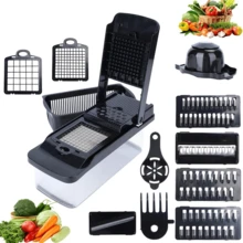 Alat Pemotong Sayuran Dapur Multifungsi 14-in-1, Alat Pemotong Dadu, Irisan, Parutan Manual, Pisau yang Dapat Diganti, Pemotong Buah dan Sayuran dengan Kotak Penyimpanan dan Pengeringan, Cocok untuk Kentang, Wortel, Mentimun, Bawang Bombay, Dapat Memotong Dadu, Irisan Tipis, Irisan, Irisan Bermotif, Persiapan Salad, Pembuatan Makanan Bayi, Mudah Dibersihkan, Alas Anti Selip, Alat Masak Rumahan yang Praktis, Hemat Waktu dan Tenaga, Set Aksesori Lengkap, Peralatan Dapur Penting untuk Memasak di Rumah - MultiWarna - View 11
