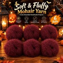 6-pack fluffigt långhårigt garn 300g, mjukt tjockt garn för virkning och stickning, DIY-hantverksgarn för tröjor, scarves, sjalar, väskor och kreativa projekt - Garnnystan - Visa 17