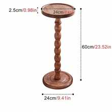 1pc Small Round Side Table, Natural Wood Grain Vintage Style, Solid Wood Base, Sturdy And Durable, Coffee Decor Table, Suitable For Living Room, Bedroom, Office, Home Decor, Essential Item - Multicolor - View 6