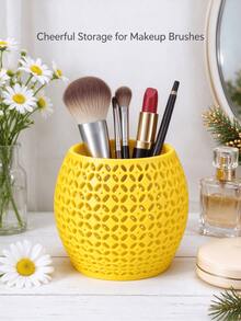 Christmas Lace Hollow Makeup Brush Holder, Decorative Hollow Desktop Cosmetic Storage Box, Multi-Functional Vanity Pen Holder, Suitable For Bedroom Vanity, Women's Christmas Gift - Multicolor - View 13