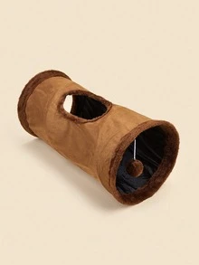 1pc Suede Fabric Pet Cat Tunnel With Puffball, Cat/Dog Toy - Multicolor - View 14