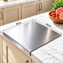 1pc Stainless Steel Cutting Board, Kitchen Essential - Large Stainless Steel Cutting Board With Lid And Non-Slip Pad, Suitable For Countertop, Can Cut Meat, Vegetables, Bread And Baking, Kitchen Accessory - Silver - View 11