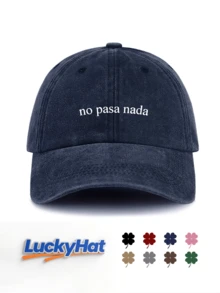 "No Pasa Nada" Spanish Letter Graphic Printed Baseball Cap, Multi-Color Washed Style Slogan Dad Hat For Men & Women - No Problem - View 10