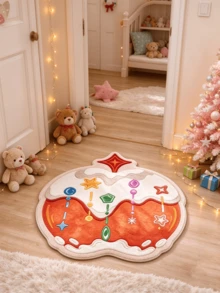 1PC Christmas Gingerbread Man Shaped Rug, Thick Soft Decorative Carpet For Living Room, Bedroom, Bedside, Entryway, Kitchen, Study, Bathroom, Home Decor, Bedroom Decor, Small Rug, Living Room Rug, Bedroom Rug - Multicolor - View 4