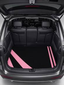 1pc Black & Pink Color Block Line Design Car Trunk Mat, Minimalist Fashion Style, Suitable For Sedan, Pickup And SUV - A - View 1