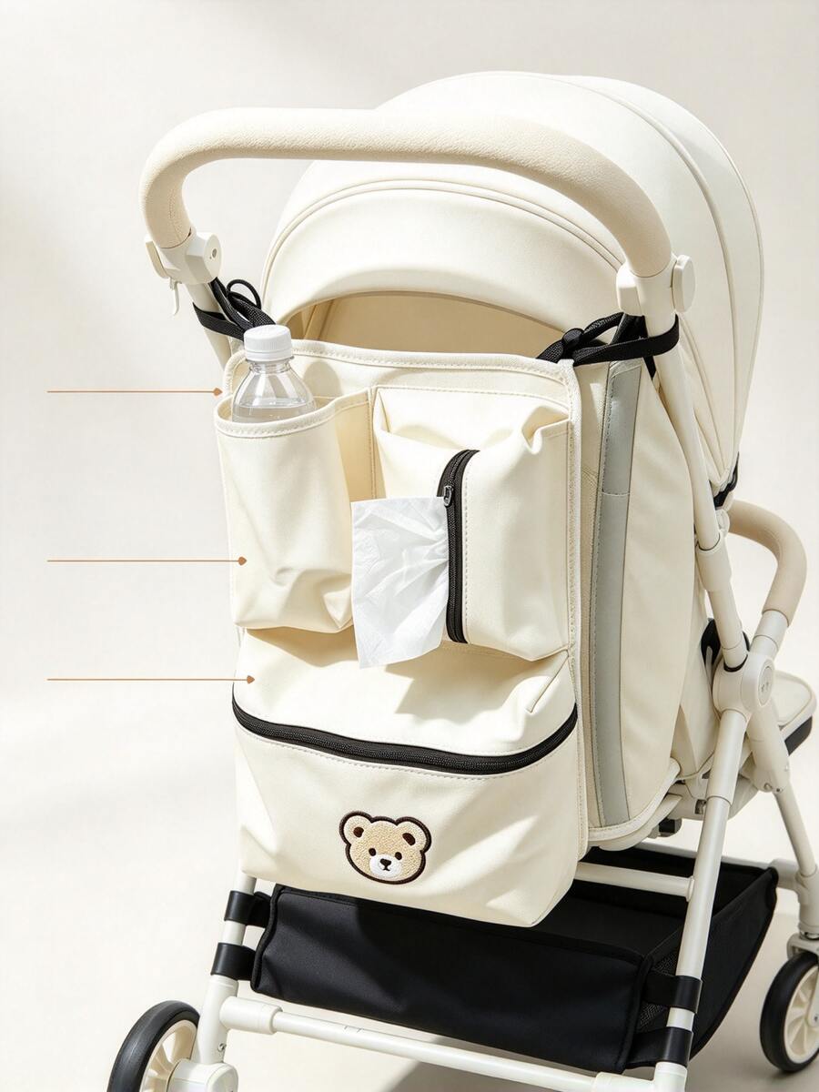 Multifunctional Stroller Organizer Bag Portable Hanging Storage Pouch Baby Stroller Accessories For Diaper Tissue Travel Essentials 1PC - Multicolor - View 1