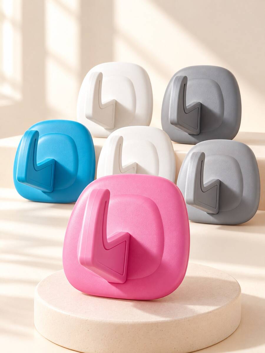 Household Waterproof Strong Adhesive Hooks, Macaron Colorful No-Trace Hanging Hooks, Bathroom Kitchen Drill-Free Hanging Hooks - Multicolor - View 1