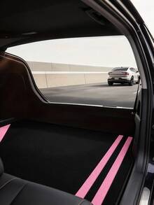 1pc Black & Pink Color Block Line Design Car Trunk Mat, Minimalist Fashion Style, Suitable For Sedan, Pickup And SUV - A - View 5