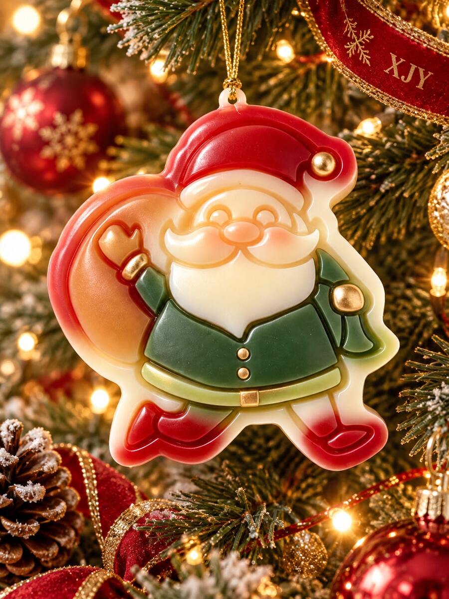 Santa Claus Hanging Ornament Silicone Mold, Cartoon Santa With Gift Bag Mold, For Aromatherapy Wax Tablets, Soap, Epoxy Resin, Christmas Tree Pendants And Handmade Holiday Decorations - Santa Claus Silicone Mold for Christmas Ornaments - View 1