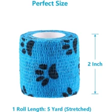 1/10 Pack Paw Print Self Adhesive Cohesive Wrap, 2in X 4.5m (5cm X 4.5m) Non-Woven Tape, Multi Colors Optional / Random Colors, For Ankle Knee Wrist - Blue - View 3