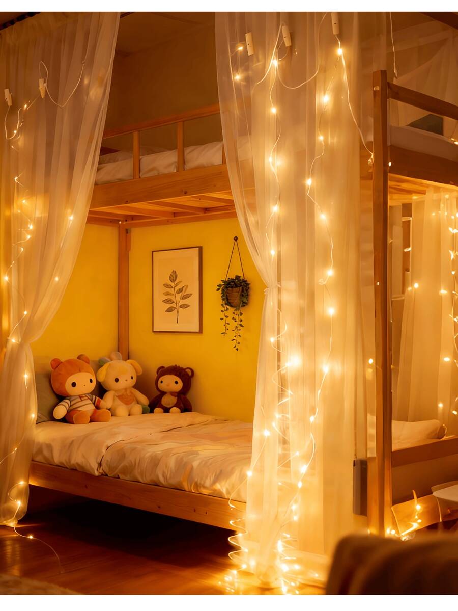 1pc 2x2m 200 LED Window Curtain String Lights, USB Powered Home Decor Lighting, Suitable For Room, Party, Birthday, Wedding, Garden Decoration