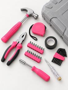 Set Alat Perbaikan Rumah Warna Pink 13/24 Buah, Kotak Perkakas Gaya Gudang dengan Obeng, Palu, Tang, Kunci Allen, Pita Ukur, Alat Multifungsi Portabel - Beragam gaya dan warna - View 11