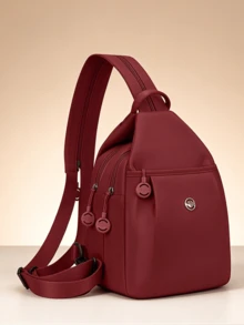 Autumn/Winter New Women's Multifunctional Backpack/Crossbody Bag/Chest Bag, Solid Color Minimalist Shoulder Bag, Zipper Adjustable Convertible To Backpack, Suitable For Daily Casual Commute Travel - Multicolor - View 12