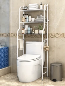 Three-Tier Bathroom Storage Rack, Floor-Standing Metal Shelf, Easy To Install, No Drilling Required, Space Saving, Sturdy And Durable, Can Be Placed Over Toilet For Item Storage, Suitable For Bathroom And Restroom. - Multiple Specifications - View 9