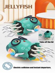 1PC Kids Electric Magic Dancing Jellyfish Octopus Automatic Sensor Obstacle Avoidance Octopus Light Toy Automatic Dodge Jellyfish Self-Equipped With 3 AAA Batteries (Batteries Not Included, Back-Walking, Remove Back Cover First) - Color - View 3