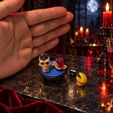 Gothic Style Miniature Scene Decor, Skull Shaped Cup, Red Small Cup, Moon, Small Book And Rose Decoration, Vintage Fantasy Theme Desktop Display Model - one-size - View 3