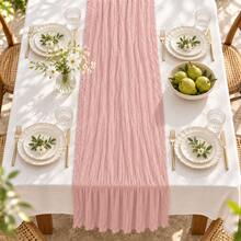 4 Packs Dusty Pink Cheesecloth Table Runner, Soft Gauze Fabric Table Runner, Boho Rustic Sheer Table Decor With Farmhouse Style For Wedding, Bridal Shower, Baby Shower, Birthday Party, Holiday Events, Dining Table Centerpiece And Home Decor - Grey Pink - View 6