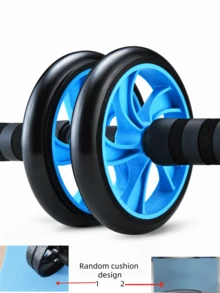 Dual Wheel Abdominal Training Roller With Knee Pad, Core Strength Trainer, Non-Slip Foam Handles, Home Fitness Training Equipment, Unisex Muscle Fitness Gear, Abdominal Workout Roller - Multicolor - View 16