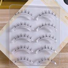 5 Pairs Transparent Stem Natural Style False Eyelashes, Japanese Anime Style Exaggerated DIY Cosplay Lower Lashes, Reusable, Suitable For Women And Girls, Comfortable Strip False Eyelashes - Black - View 5