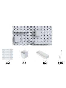 1/2/3/4/6pcs Wall-Mounted Pegboard Storage Rack, Easy Installation, Thickened Wall-Mounted Design, PP Material, Size 11.02" X 11.02", Multiple Accessories Available, Free DIY, Efficient Storage Space-Saving, Suitable For Bathroom, Kitchen, Living Room, Office. Plastic Pegboard, Modular Pegboard Storage System, Can Be Used In Home, Office, Craft Room, Game Room And Other Scenarios. - Multicolor - View 15