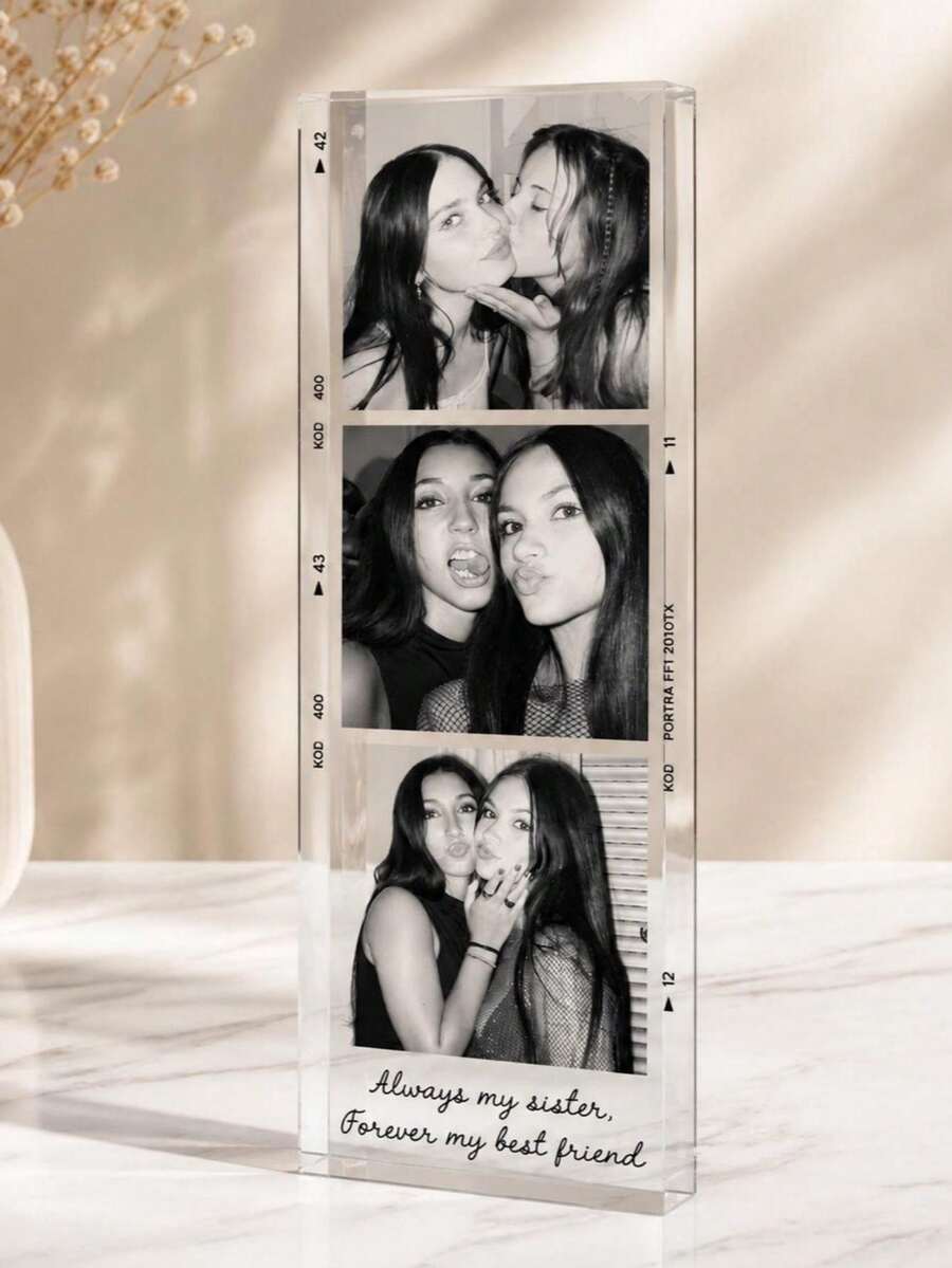 1pc Customized Acrylic Photo Block, Personalized Photo Frame, Personalized Film Acrylic Photo, Customized Photo Strip Souvenir, Family Friends Pet Photo Gift, Desktop Decor Photo Gift, Ideal Gift For Mom, Suitable For Wedding, Anniversary, Family Photo, Bedroom And Living Room Decor, Home Decor, Valentine's Day And Other Occasions - Multicolor - View 1