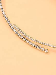 outingfit 1pc New Rhinestone Open Collar Necklace, European And American Fashion High-End Party Choker Necklace For Women - Gold - View 6