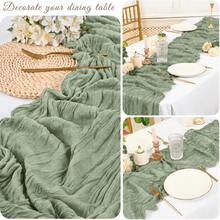 16 Pack Sage Green Cheesecloth Table Runner, Boho Gauze Table Runners, Rustic Semi Sheer Cheese Cloth Fabric For Wedding Party, Baby Shower, Birthday, Engagement, Farmhouse Dining Table Decor, Holiday Decorations, Romantic Wedding Centerpiece Decor - Sage Green - View 2