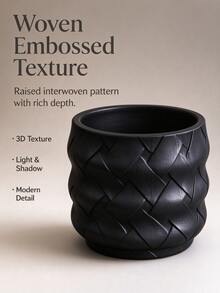 Textured Woven Embossed 3D Printed Flower Pot, Modern Wave Shaped Indoor Decorative Planter, Bohemian Style Home Desktop Vase, Suitable For Living Room, Bedroom Decor - 1PC - View 7