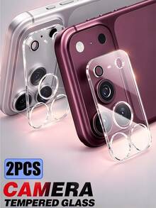 2 قطعة فيلم زجاجي واقي كامل للكاميرا متوافق مع آيفون Duo 18 17 16 Pro Max 17 Air 15 14 13 12 11 إكسسوارات زجاج عدسة خلفية - شفاف - مشاهدة 2