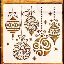 Christmas Ball Painting Templates, 15.24X15.24cm - Includes Geometric Diamond, Swirling Grass And Spiral Designs - With Stars And Bows - These Decorative Balls Hang On Dotted Ropes - A - View 7