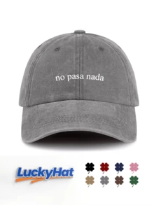 "No Pasa Nada" Spanish Letter Graphic Printed Baseball Cap, Multi-Color Washed Style Slogan Dad Hat For Men & Women - No Problem - View 14