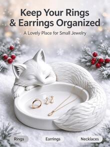 Christmas 1PC Sleeping Cute Fox Shaped Jewelry Tray, Christmas Decoration Vanity Tabletop Small Jewelry Storage Dish, Can Store Rings Earrings Necklaces, Women's Holiday Gift - Multicolor - View 13
