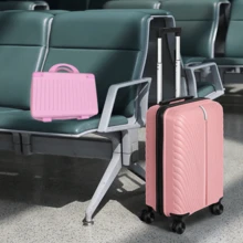 2pcs/Set Koper Kabin 20" dengan Tas Kosmetik 14", Koper Beroda Hard Shell dengan Kunci dan Roda Putar, Rose Gold, Biru, Hitam, Merah Muda - Berwarna merah muda - View 5