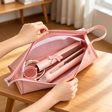 1pc Hair Styling Tool Storage Bag, Waterproof Travel Organizer Box, Suitable For Hair Dryer, Curling Iron, Straightener, Multi-Compartment Black Handheld Storage Bag With Handle, For Bathroom Vanity Use, Luggage Packing Accessory - Multiple Styles and Colors - View 4