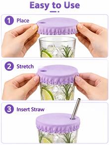 1/4/8 Pcs Reusable Drink Cup Lids, With Perforated Design, Good Elasticity, Suitable For Various Cup Types, Elastic Cocktail Cup Mouth Protector, Suitable For Party Drinks, Outdoor And Nightclub Drink Protection - Multicolor - View 4