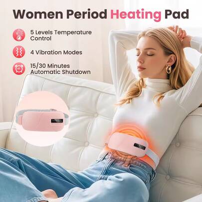 USB Rechargeable Waist Belt, 3 Temperature Settings, 4 Vibration Modes, Warm Uterus And Waist, Battery Capacity: 1200mAh