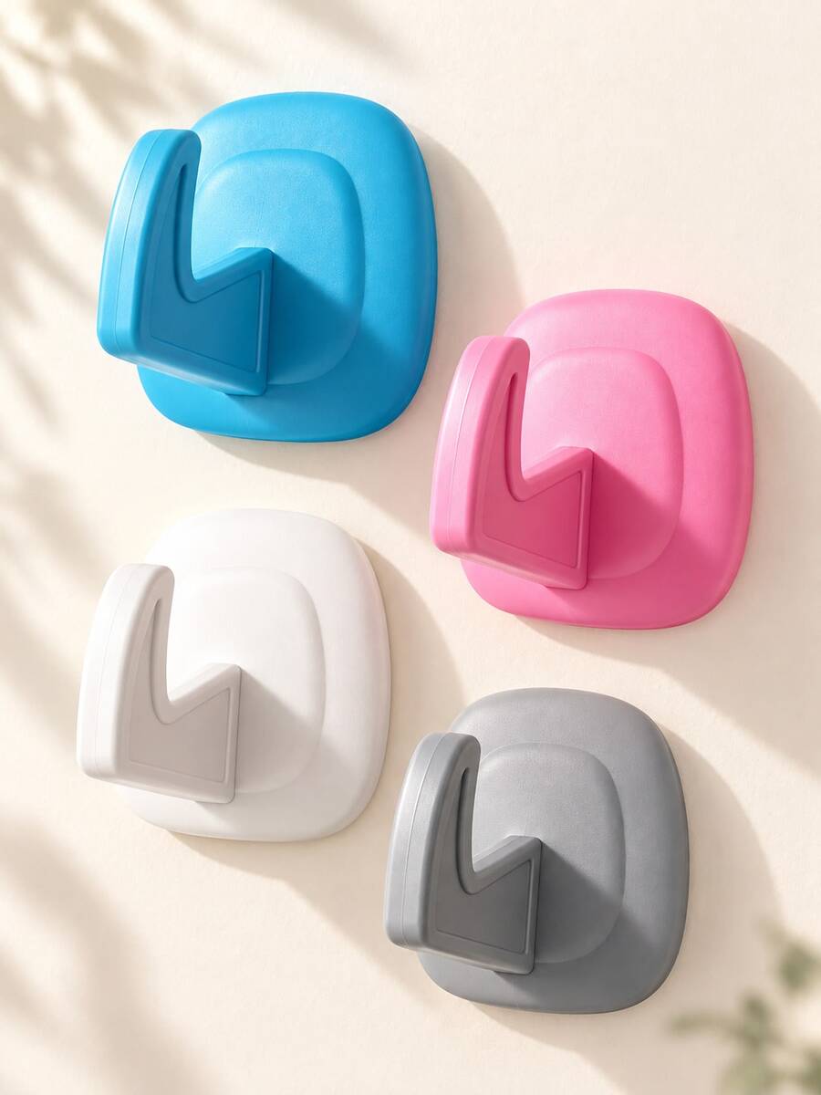 Strong Adhesive Wall Hooks For Home, No-Drill Removable Hooks, Multi-Color Options, Shower Storage Hooks - Multicolor - View 1