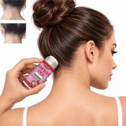 Barra de cera de fruta con aroma a fresa para peinado, control de encrespamiento y volumen, barra de cera de peinado no grasa - Accesorio de cuidado del cabello unisex nutritivo barra de cera anti-encrespamiento - Barra de peinado suave para el cabello 75G/2.650Z